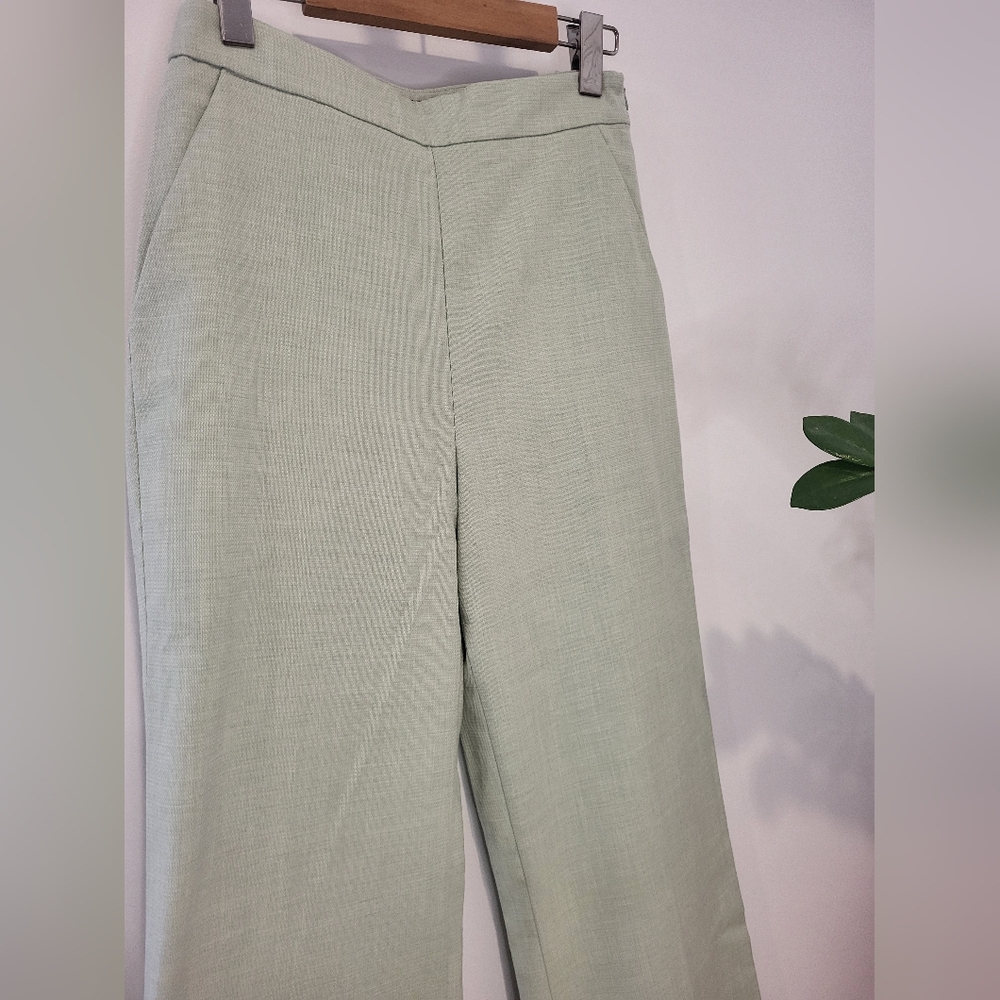 Zara Green Wide-Leg Pants - Picture 5 of 14